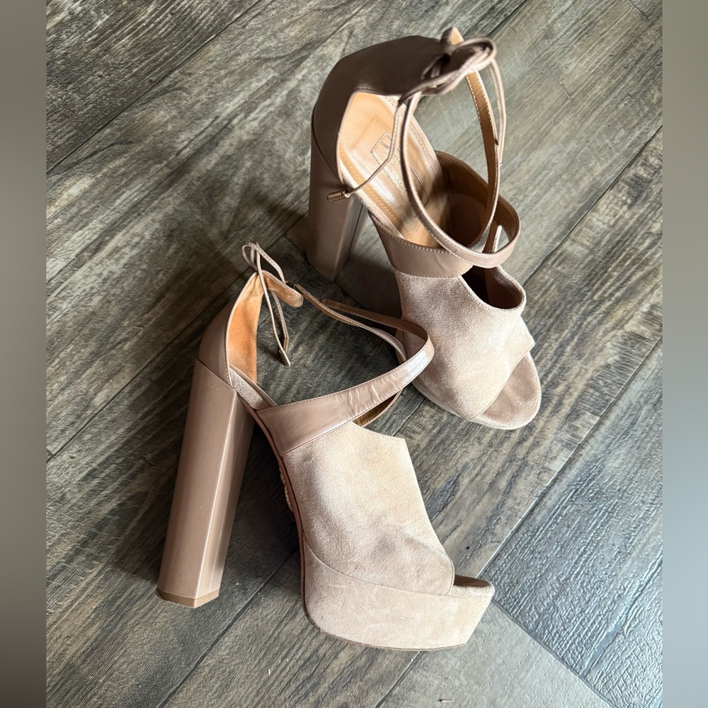 Aquazzura Kaya Beige Platform Sandals 41